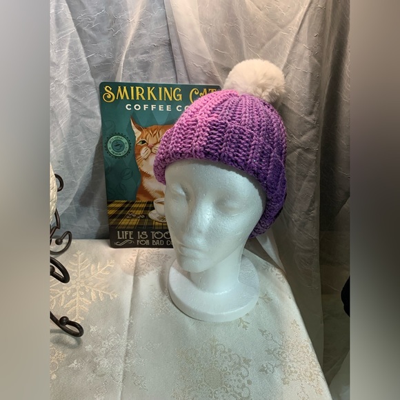 Handmade Purple Glitter Beanie Hat - Picture 1 of 5
